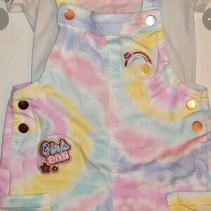 365 Kids Pastel Tie Dye Denim Shortalls size 6 Garanimals